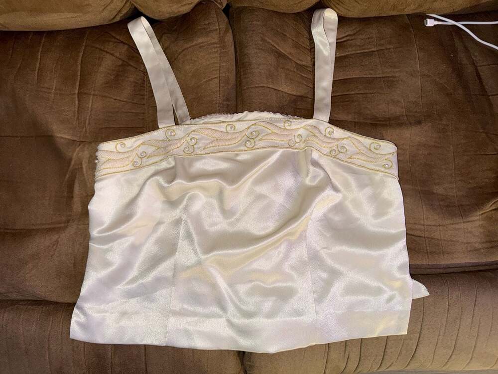 Nolan Miller Vintage Beaded Cream Satin Camisole Top